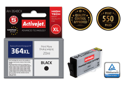 Ngjyrë për printer Activejet AH-364BCX (zëvendësim për HP 364XL CN684EE), 20 ml, e zezë