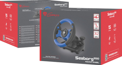 Set timon gaming me pedale dhe gamepad Genesis Seaborg 400, me kabllo, PC dhe konzola, i zi e blu