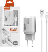 Karikues rrjeti Somostel S-MK37N, 12W 2.4A, 2x USB me kabllo Lightning 1m, i bardhë