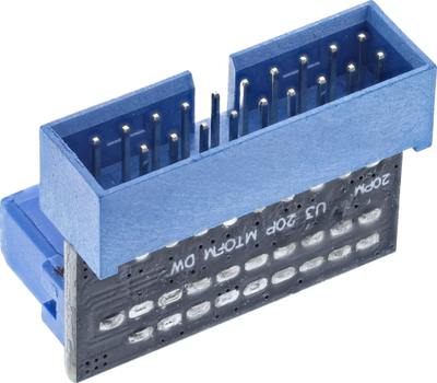 Adapter këndor InLine 19 pin USB 3.0, mashkull–femër, i zi