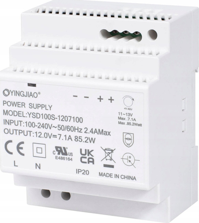 Furnizim energjie Yingjiao HDR, 24V 92W 3.83A, për shinë DIN, i bardhë