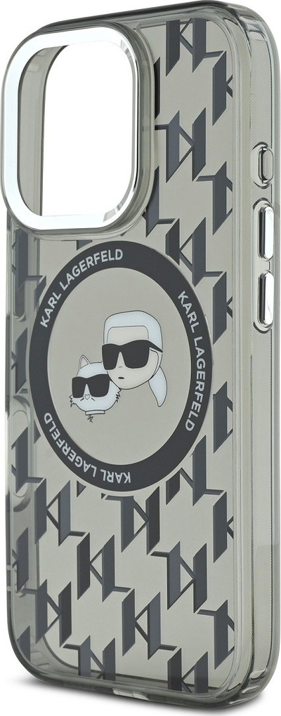 Kapak telefoni Karl Lagerfeld Monogram K&amp;CH, me MagSafe, për iPhone 16 Pro, i zi