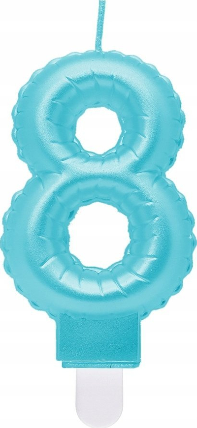 Qiri ditlindje Godan numri 8, efekt me perla, 7cm, blu e çelët