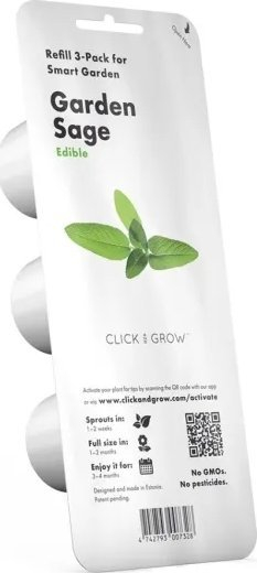 Kapsula me bimë Click &amp; Grow Garden Sage, set me 3 copë, për kopsht smart, e bardhë