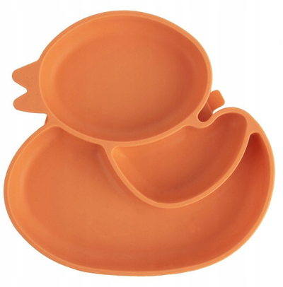 Pjatë për kalamaj Orion Silicone Divided Duck, 19.5x19 cm, portokalli