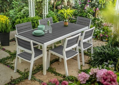 Karrige kopshti Keslo Garden KETER Harmony, plastike, e bardhë me gri të hapur