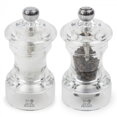 Set mullinjsh kripë dhe piperi Peugeot Bistro, akrilik transparent
