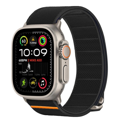 Rrip ore Tech-Protect Nylon Slip për Apple Watch 44-49mm, najlon i lehtë që merr frymë, mbyllje me shirit ngjitës, i zi