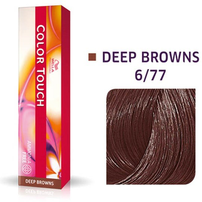 Ngjyrë flokësh Wella Professionals Color Touch 6/77, gjysmë-permanente, gështenjë e errët intensive, 60ml