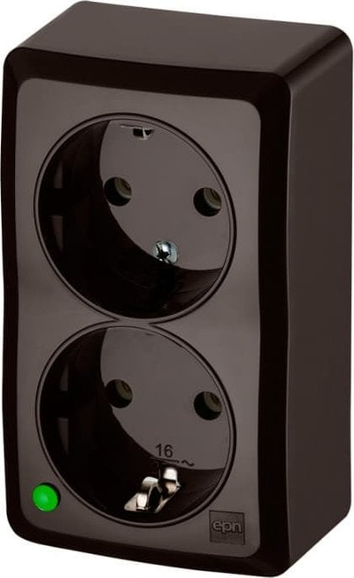 Prizë dyshe sipërfaqe BERG 3738-05, 16A, Schuko, kafe