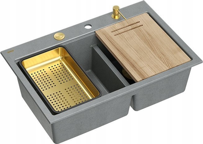 Lavaman kuzhine Quadron Marc 120 Granite, 2 vazo, 76x50x22 cm, Silver Gold