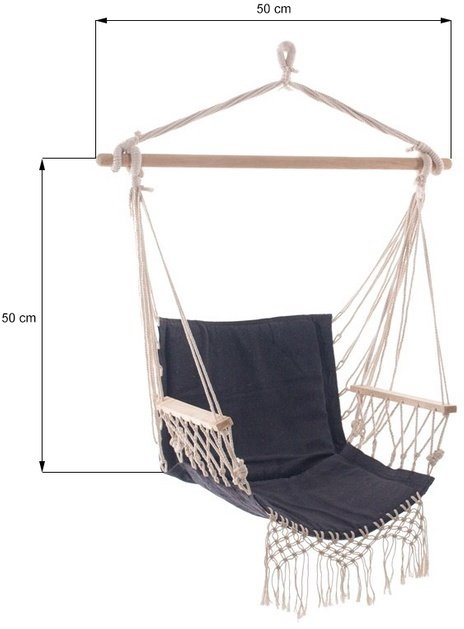 Karrige varëse Domoletti Hammock Chair 70237, 50 x 50 cm, e zezë