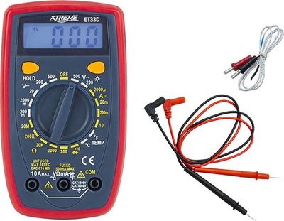 Multimetër Xtreme DT33C me ekran LCD, matje DC/AC, portokalli