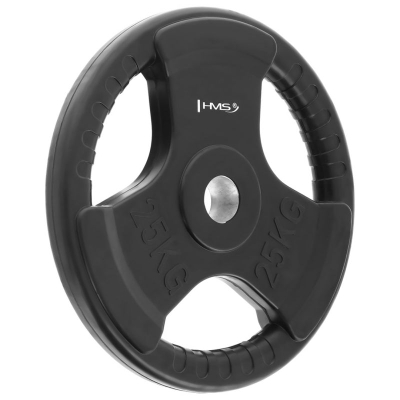 Disk olimpik HMS TOK25, 25 kg, i veshur me gomë, i zi
