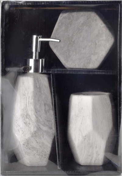 Set banjoje BathLAB Mondex Odette, 3 pjesë, qeramikë, gri mermeri