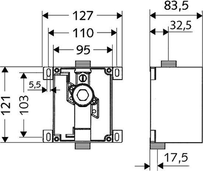 Pisoar muri Geberit me shpëlarje elektronike 230, me sensor infra të kuq, dalje horizontale, krom