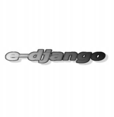 Stiker dekorativ e-django, emblemë 3D, vetëngjitëse, argjendtë e zezë