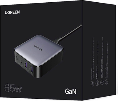 Karikues muri Ugreen Nexode 65W, 2x USB A, 2x USB C, gri