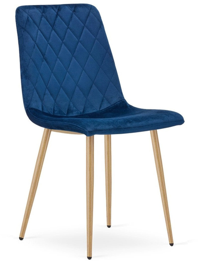 Karrige LEOBERT Turin, velvet blu navy, këmbë ngjyrë druri