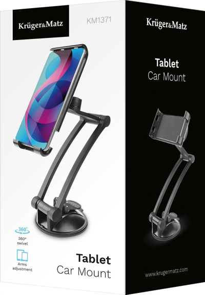 Mbajtëse univerzale për tablet Kruger&amp;Matz KM1371, krah 24 cm, rrotullim 360°, e zezë