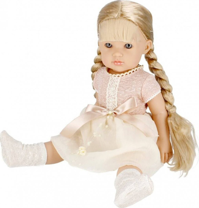 Kukull MEGA CREATIVE Baby So Lovely 499066, 40 cm, flokë bionde, fustan krem