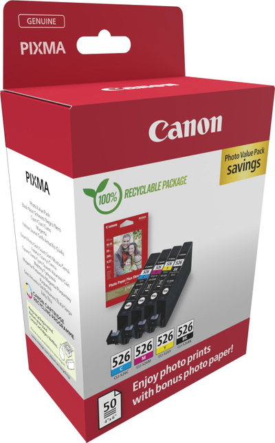 Set bojë printeri Canon CLI-526, 4 patrona, multingjyrësh