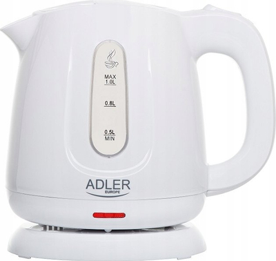 Електричен бокал за вода Adler AD 1373, 1L, 850W, пластика, бел