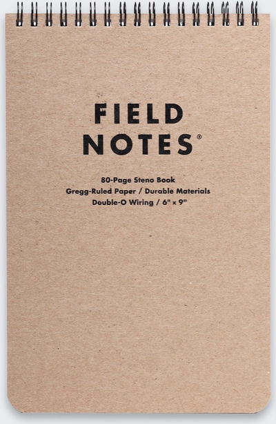 Bllok shënimesh Field Notes Steno Pad, 6" x 9", vijëzim stenografik, kapak kartoni i fortë