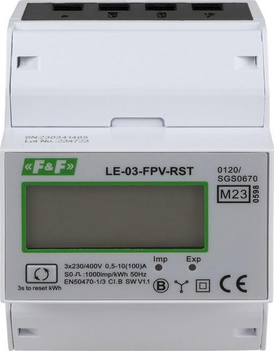 Matës energjie trefazor F&F LE-03-FPV-RST, dykahësh, 3x230/400V 100A, i bardhë
