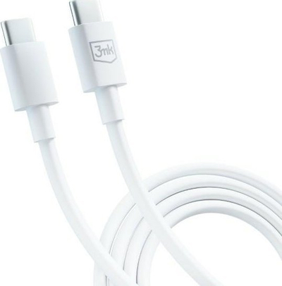 Kabllo kariku 3MK Hyper USB C në USB C, 1.2m, 100W, e bardhë