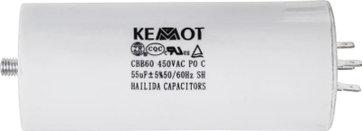 Kapacitor nisjeje për motor, 40uF, 450V, i bardhë