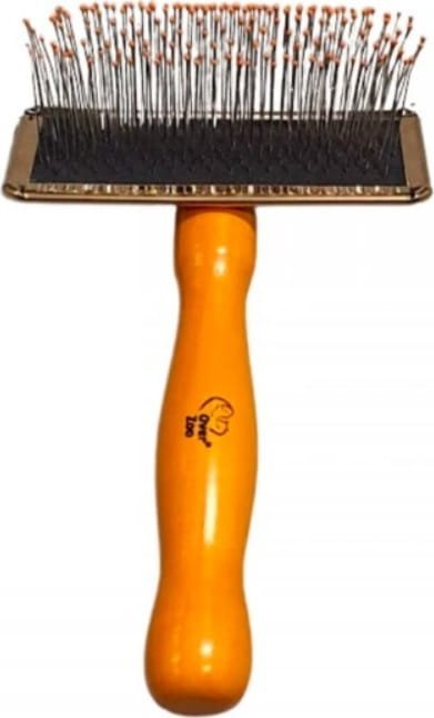 Четка за куче Over Zoo Brush With Long Pins And Balls M, челични игли, дрвена рачка, кафеава