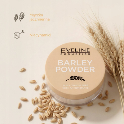 Pudër e lirshme Eveline Barley Powder Soft Matte, 8g, për lëkurë të yndyrshme, bezhë e çelët