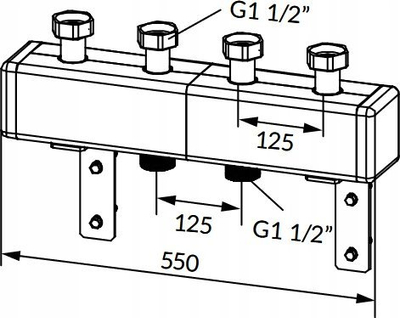 Kolektor ngrohjeje Afriso KSV 125, 2 qarqe, çelik, gri