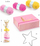 Set thurjeje Djeco Princess Knitting Doll, kukull 12 cm, 3 fije leshi, rozë