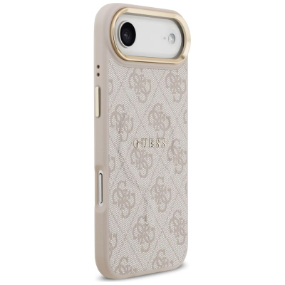 Kapak telefoni Guess Hardcase 4G Classic MagSafe për iPhone 17 Air, lëkurë ekologjike, bezhë