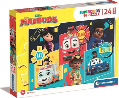 Puzzle Clementoni SuperColor Disney Firebuds, 24 pjesë Maxi, 62x42 cm, shumëngjyrësh