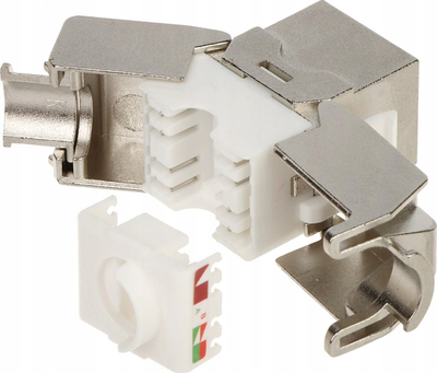 Keystone konektor FX-RJ45-6A-16, RJ45 Cat 6A, i blinduar, ngjyrë argjendi