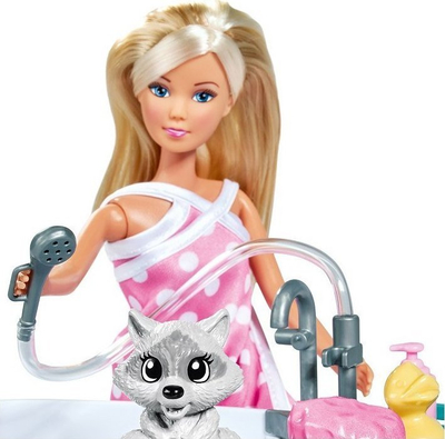 Kukull Steffi Love Simba Bath Fun, 29 cm, set me vaskë, rozë