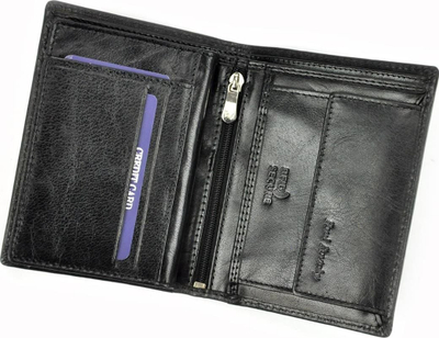 Portofol për meshkuj Rovicky RV-7870-8602, vertikal, lëkurë natyrale, RFID, i zi