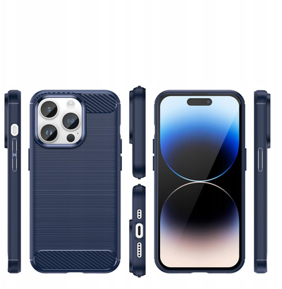 Mbulesë telefoni Armor për iPhone 14 Pro Max, TPU, teksturë karboni, e zezë