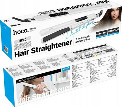 Piaster flokësh Hoco HP40, 120°C–230°C, ekran digjital, e bardhë