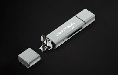 Lexues kartash Vention USB 2.0 multi-funksion, OTG, gri