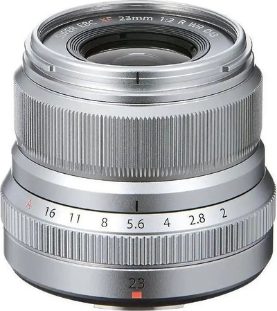 Objektiv Fujifilm XF 23mm F2 WR, X-Mount, i fortë ndaj shiut e pluhurit, ngjyrë argjendtë