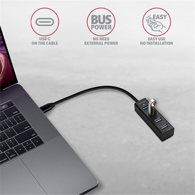 Mini Hub AXAGON USB-C 3.2 Gen1 - 4xUSB-A, 5Gbit/s, OTG, 20cm, i zi