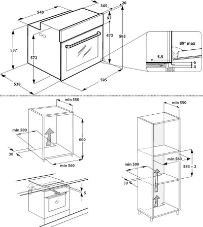 Furrë inkaso elektrike Whirlpool OAKZ9 7921 CS NB, 75L, klas energjie A+, e zezë
