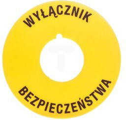 Tabliczka opisowa zolta okragla fi60 EMERGENCY STOP (8LM2TAU122)