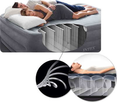 Аголна воздушна софа Intex 68575NP, надувлива, преклоплива, сива