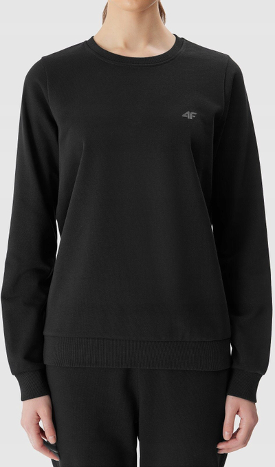 Bluza sportive për femra 4F, me mëngë të gjata, pambuk, e zezë