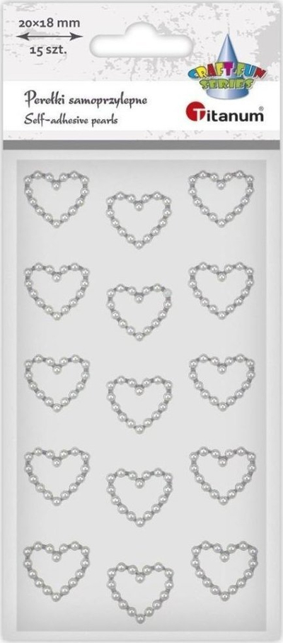 Sticker-a dekorativë Argo Pearl Hearts, vetëngjitës, 15 copë, të bardhë